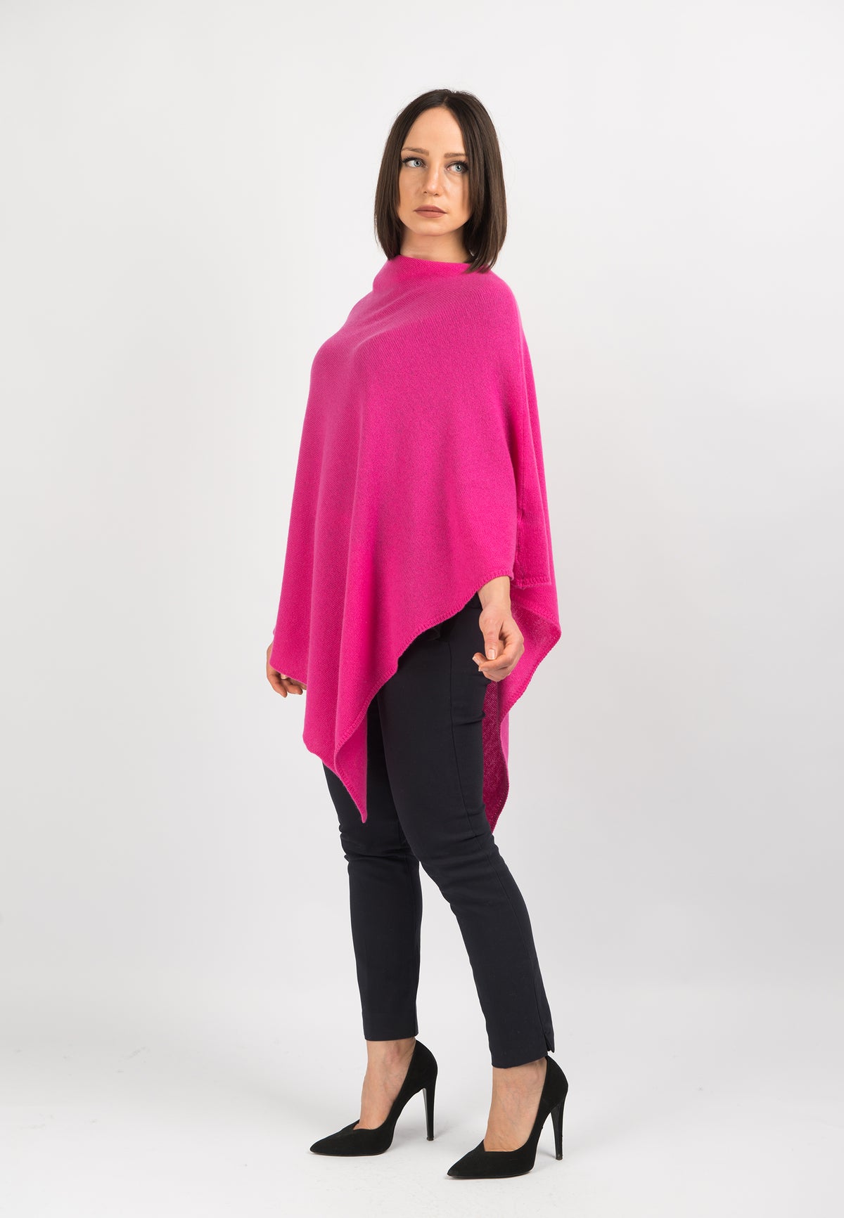 Poncho 100 % Kaschmir, Farbe Fuchsia, Ansicht 2 | Dalle Piane Cashmere