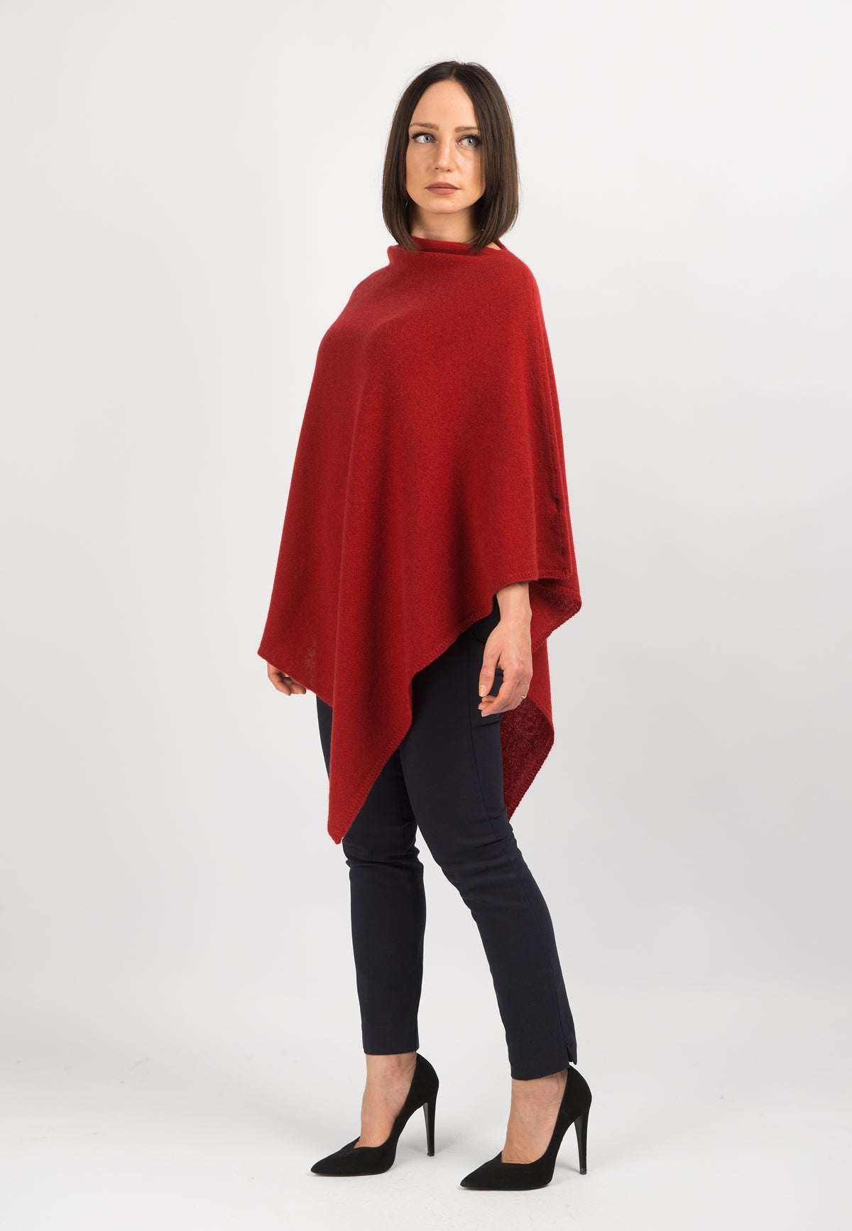 Poncho 100 % Kaschmir, Farbe Rot, Ansicht 2 | Dalle Piane Cashmere
