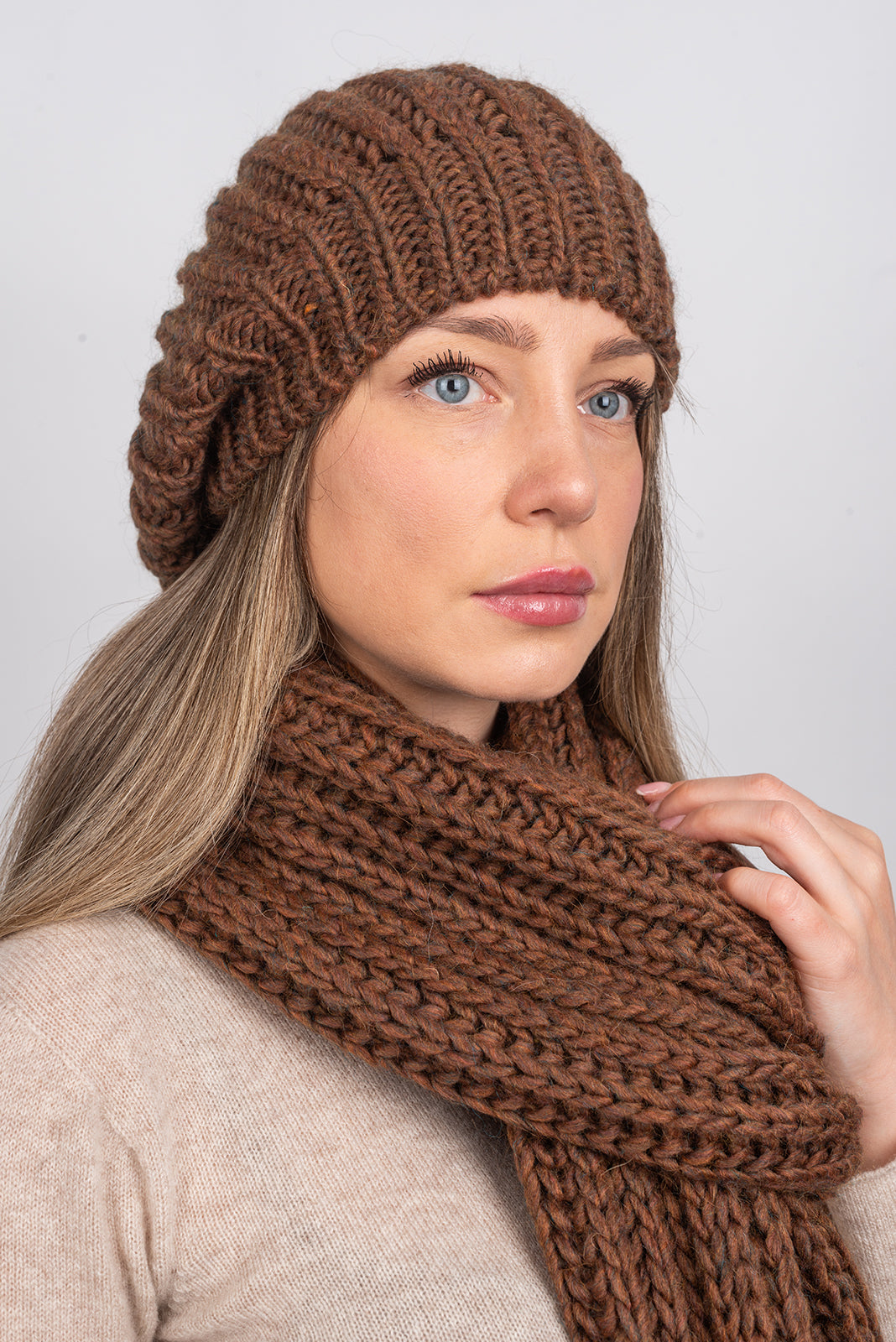 Mütze im englischen Strick, Farbe Mokka, Ansicht 4 | Dalle Piane Cashmere