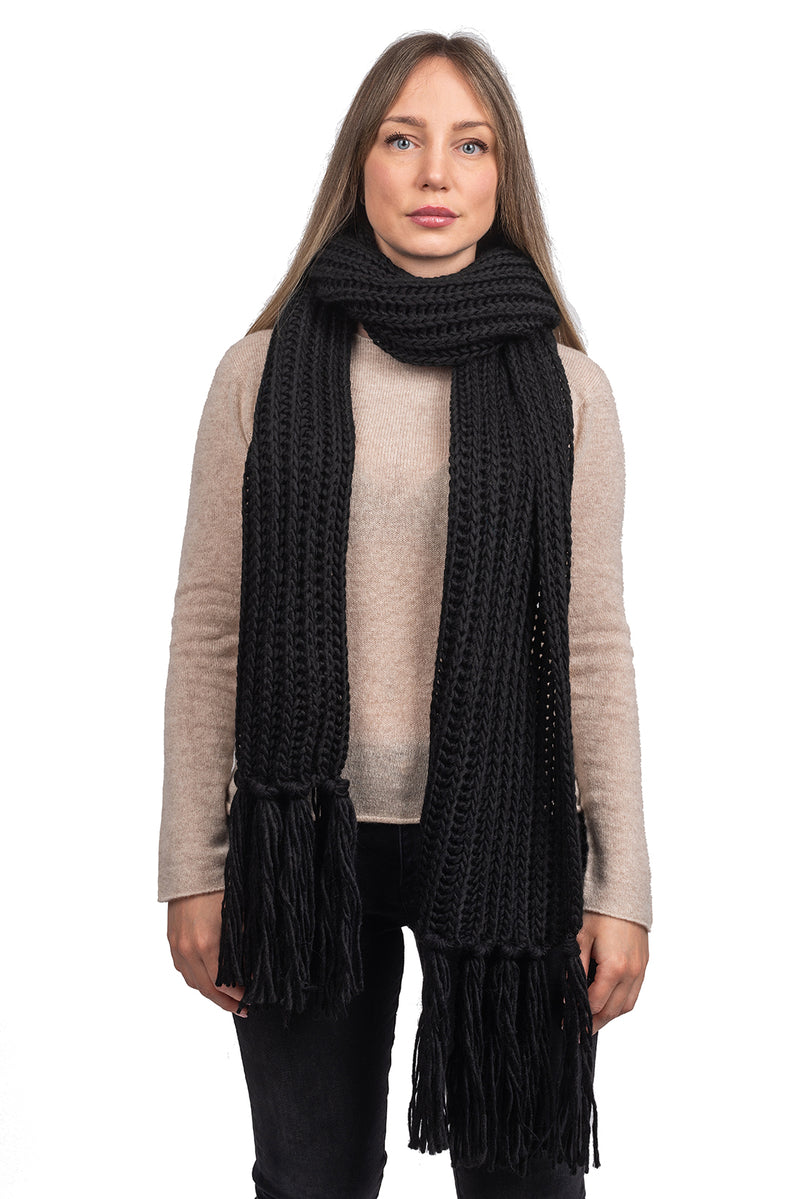 Schal im Englischen Rippenstrick mit Fransen | Dalle Piane Cashmere