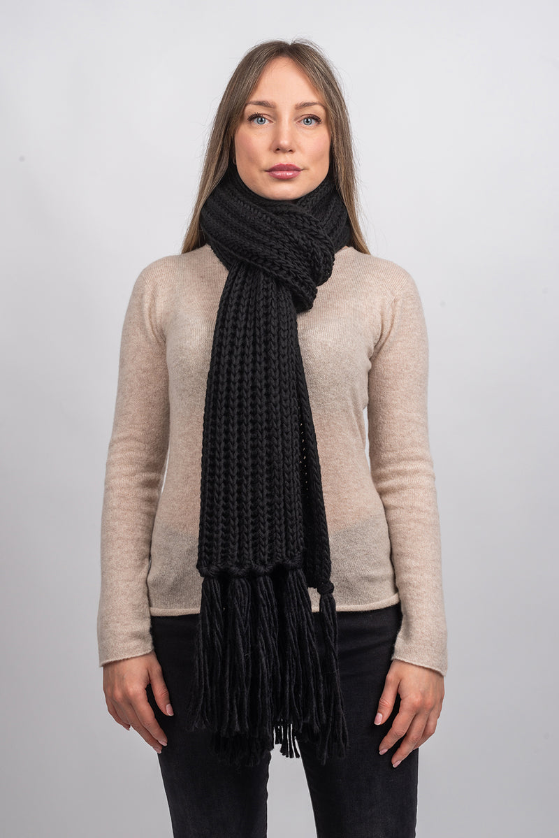 Schal im Englischen Rippenstrick mit Fransen | Dalle Piane Cashmere