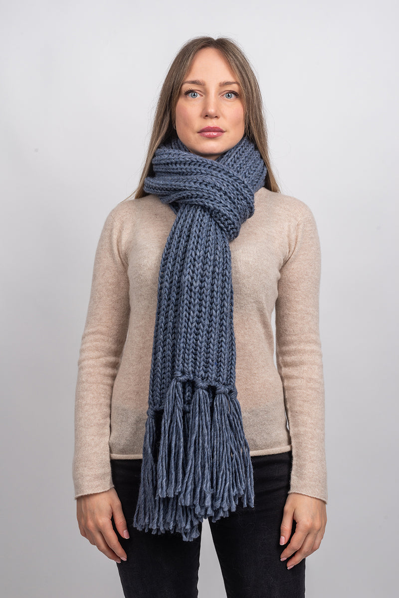 Schal im Englischen Rippenstrick mit Fransen | Dalle Piane Cashmere