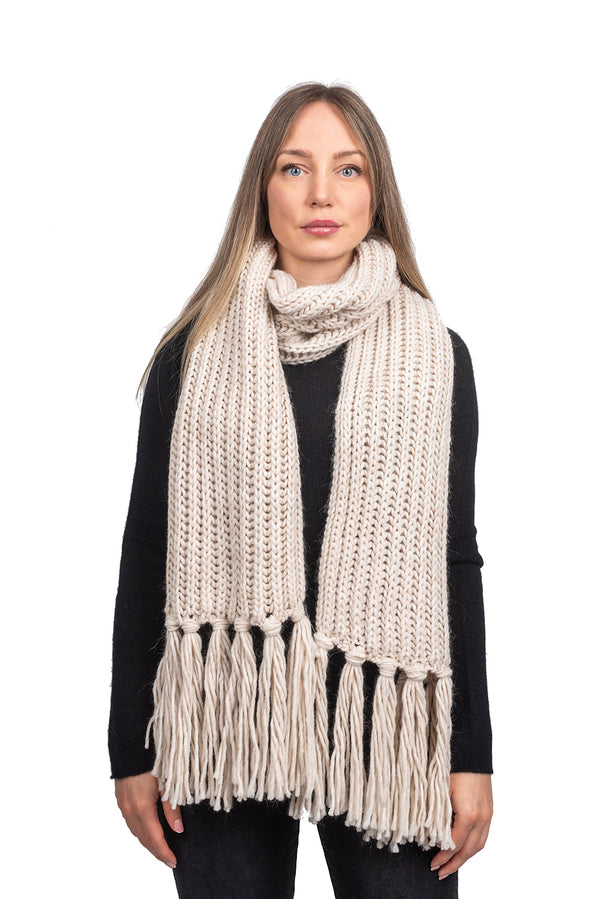 Schal im Englischen Rippenstrick mit Fransen | Dalle Piane Cashmere