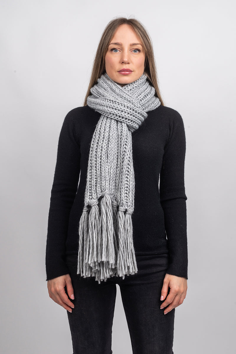 Schal im Englischen Rippenstrick mit Fransen | Dalle Piane Cashmere