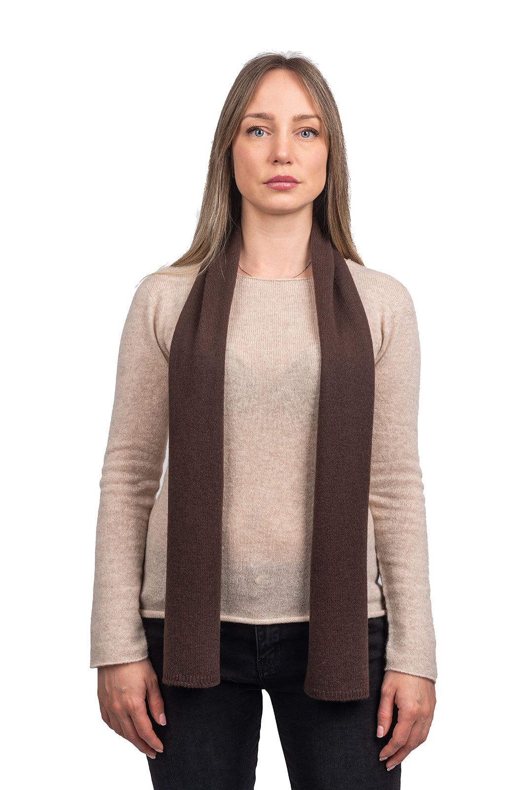 Mini Schal 100 % Kaschmir, Farbe Braun | Dalle Piane Cashmere
