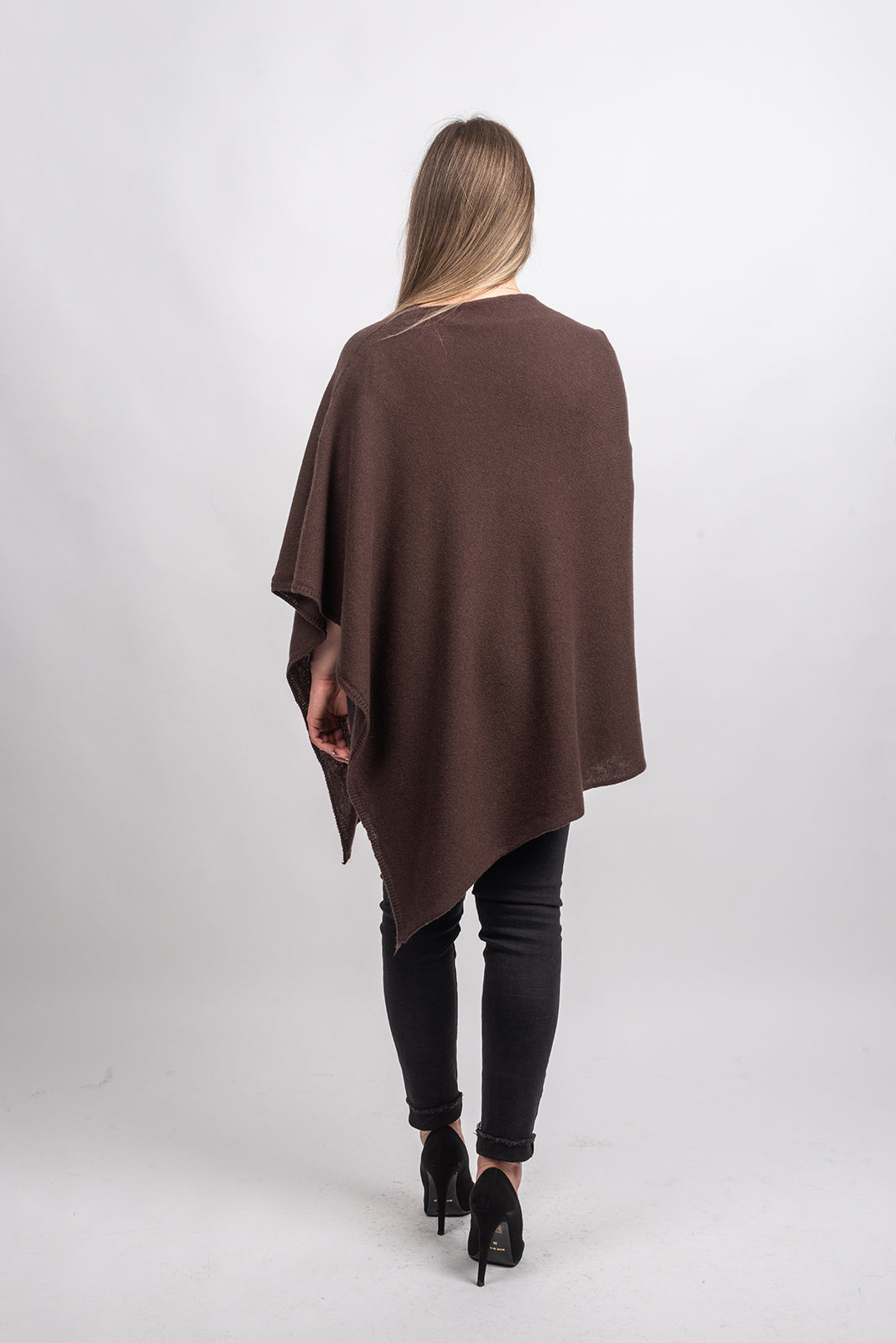 Poncho 100 % Kaschmir, Farbe Braun, Ansicht 3 | Dalle Piane Cashmere