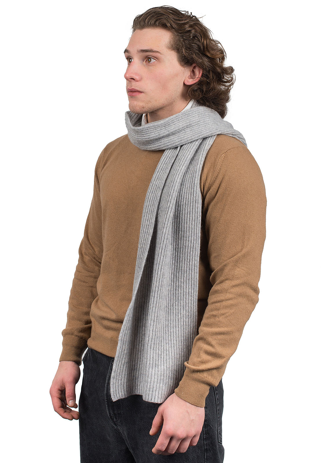 Rippenstich Schal 100 % Kaschmir, Farbe Schwarz, Ansicht 3 | Dalle Piane Cashmere