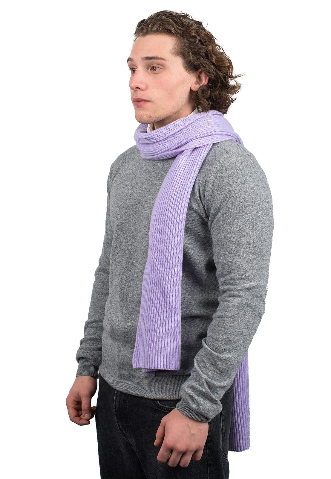 Rippenstich Schal 100 % Kaschmir, Farbe Hellblau, Ansicht 3 | Dalle Piane Cashmere
