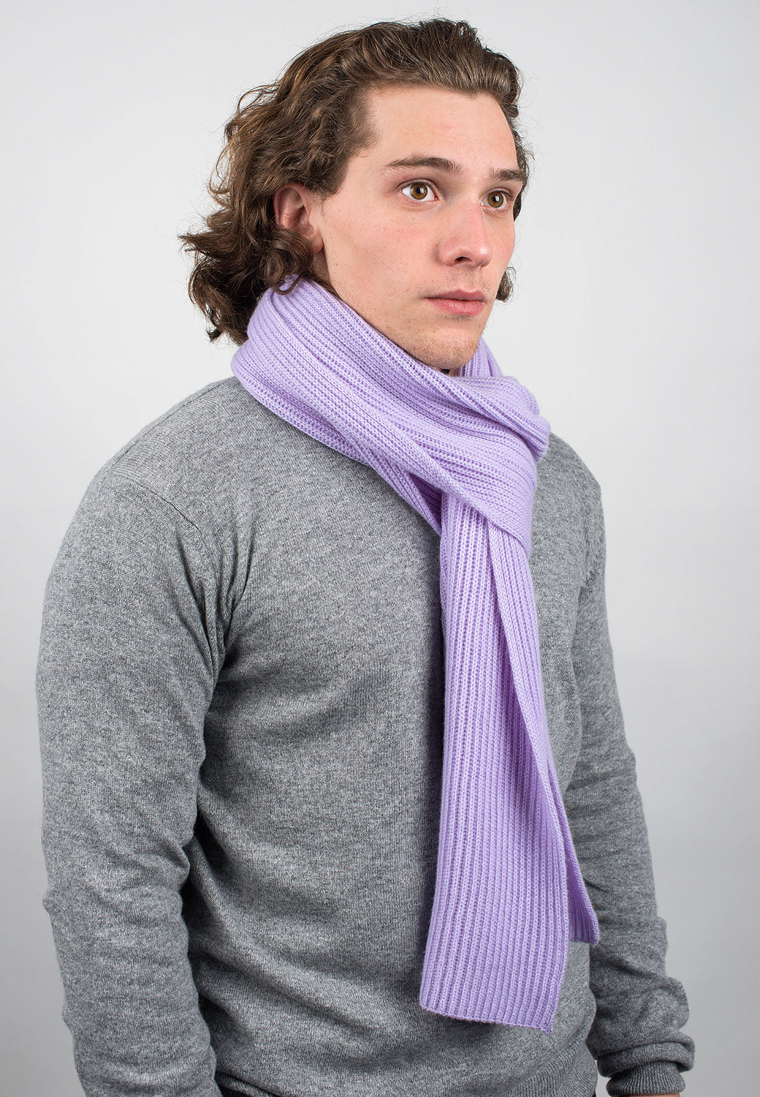 Rippenstich Schal 100 % Kaschmir, Farbe Flieder | Dalle Piane Cashmere