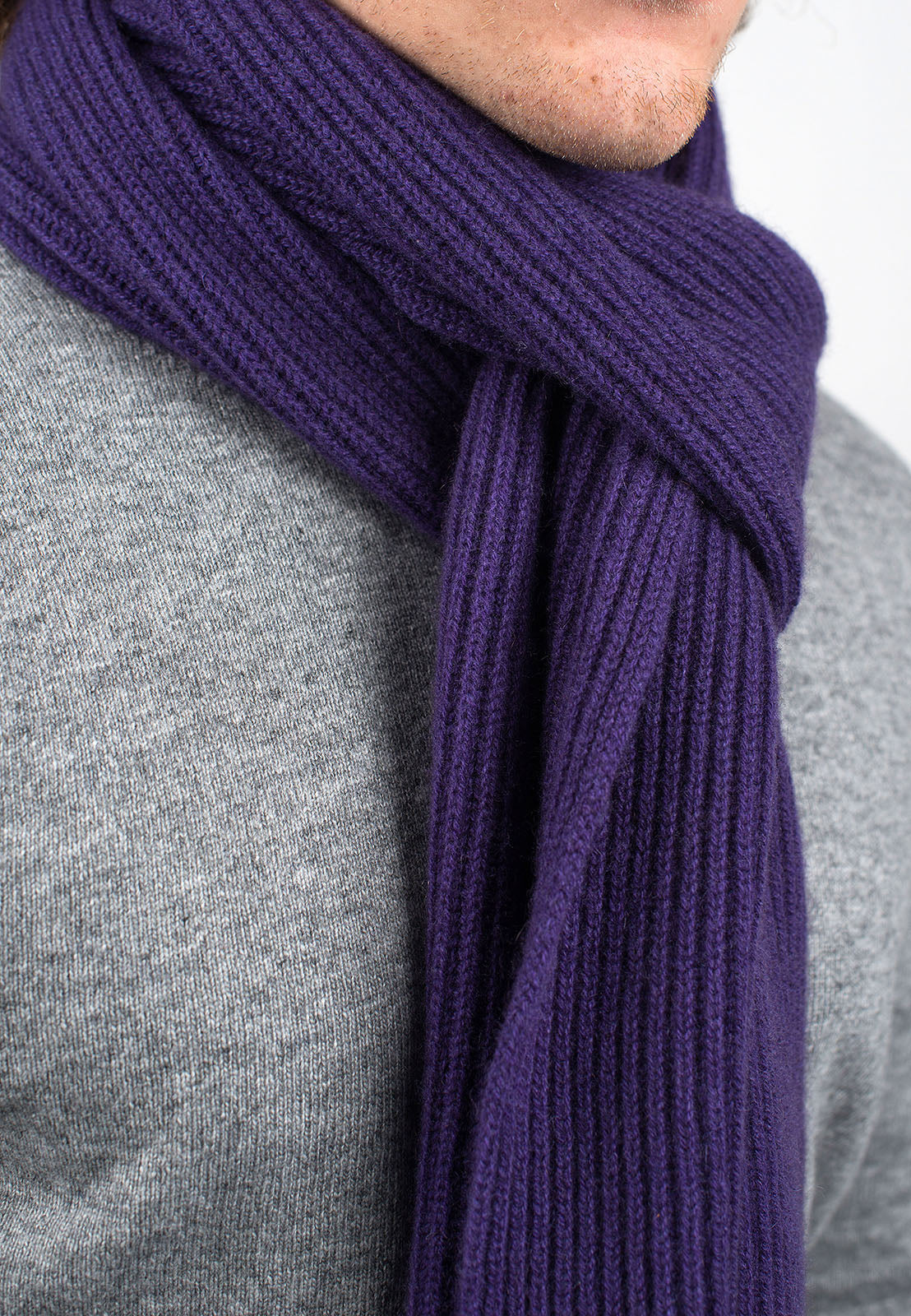 Rippenstich Schal 100 % Kaschmir, Farbe Violett, Ansicht 2 | Dalle Piane Cashmere