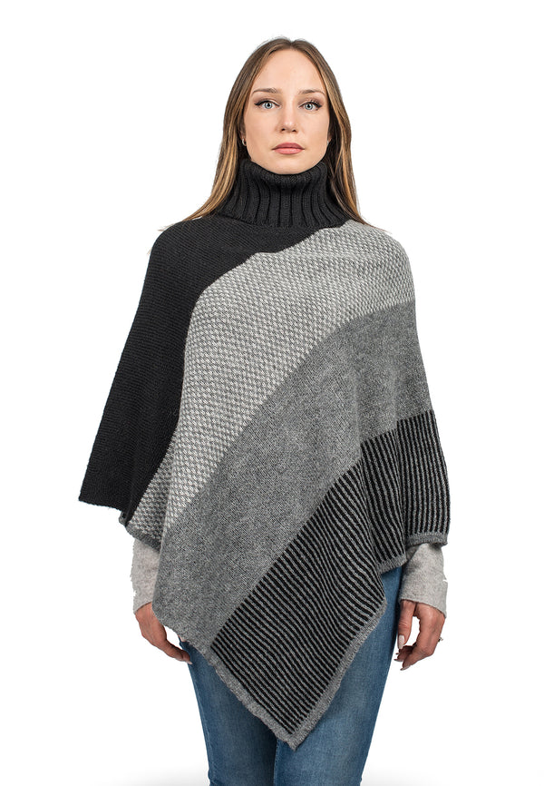 Gestreifter Rollkragenponcho | Dalle Piane Cashmere