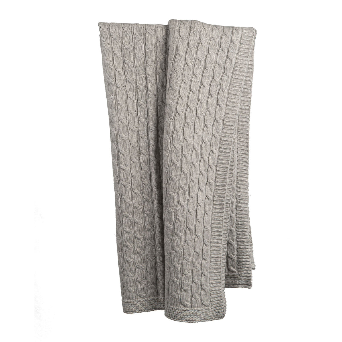 Plaid mit Zopfmuster 100 % Kaschmir, Farbe Grau | Dalle Piane Cashmere