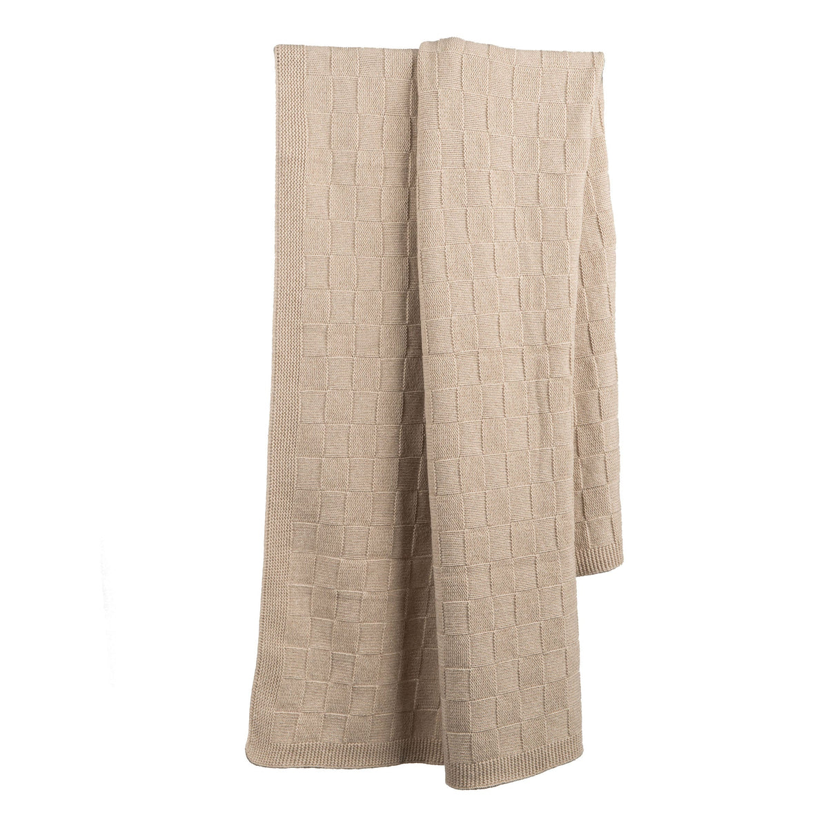 Plaid mit Schachbrettmuster aus 100 % Kaschmir, Farbe Beige | Dalle Piane Cashmere