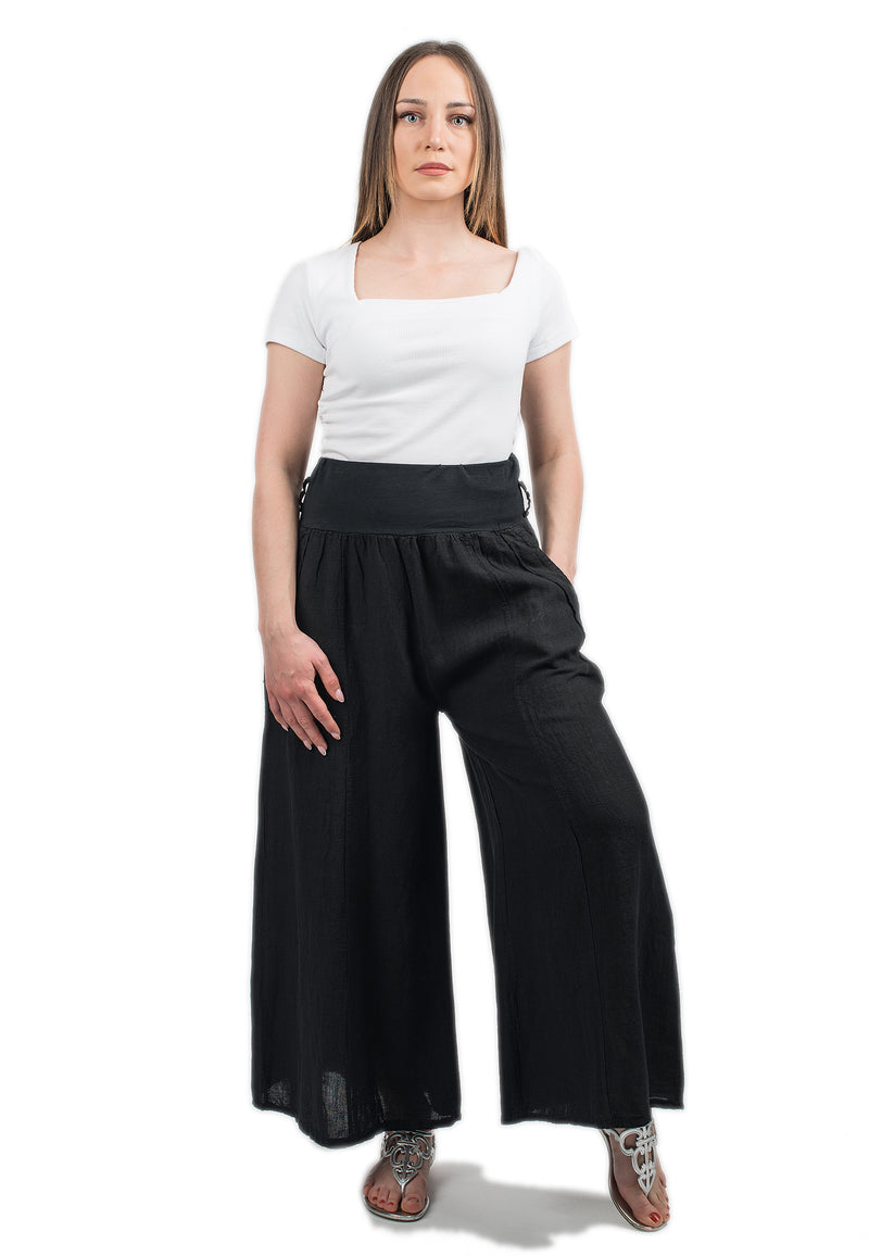 100% Leinen Palazzo-Hose | Dalle Piane Cashmere