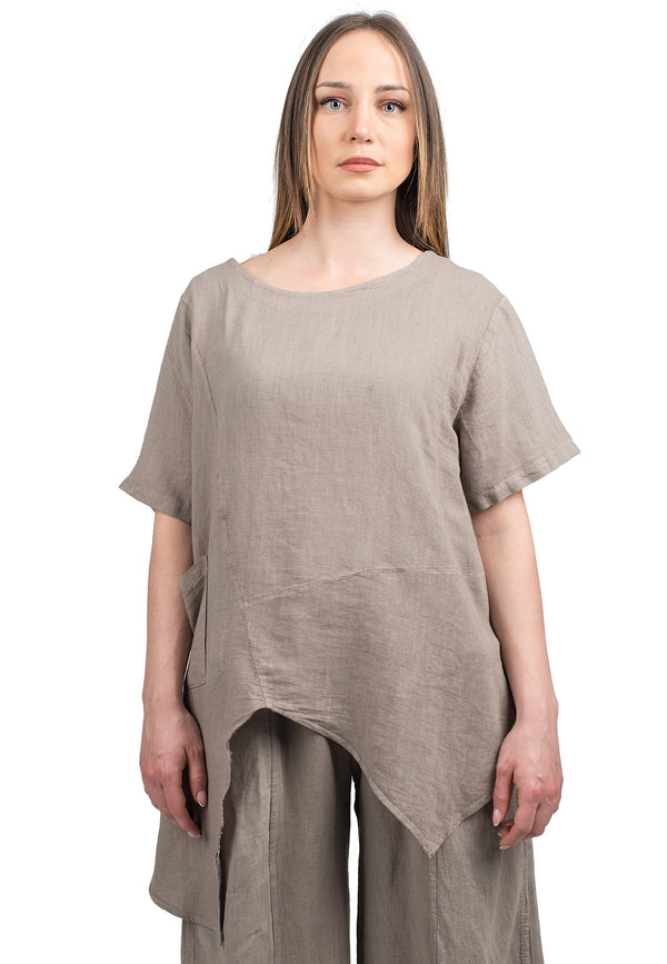 Asymmetrische Tunika 100% Leinen | Dalle Piane Cashmere