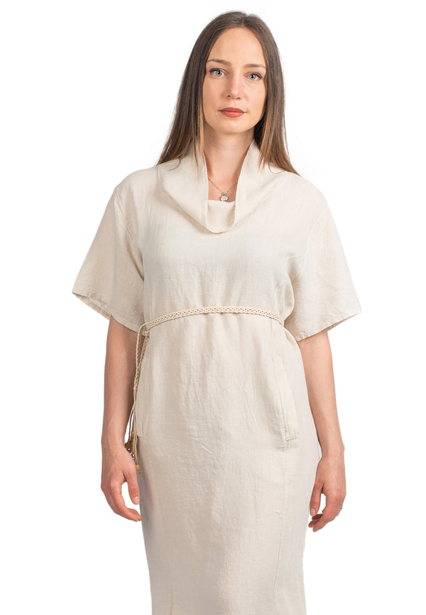 Kurzes Kleid aus 100% Leinen