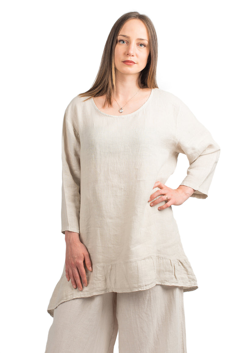 Lange Bluse aus 100% Leinen | Dalle Piane Cashmere