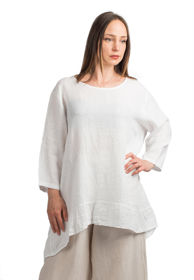 Lange Bluse aus 100% Leinen | Dalle Piane Cashmere