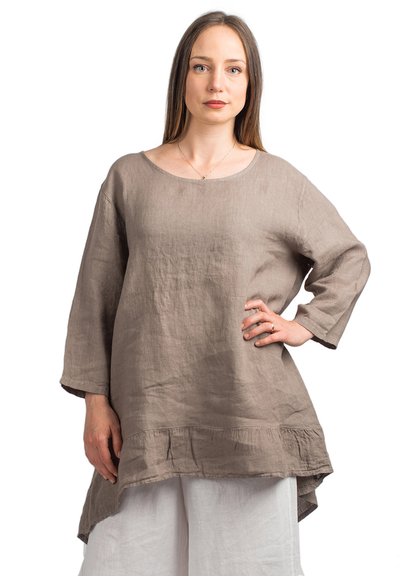 Lange Bluse aus 100% Leinen | Dalle Piane Cashmere