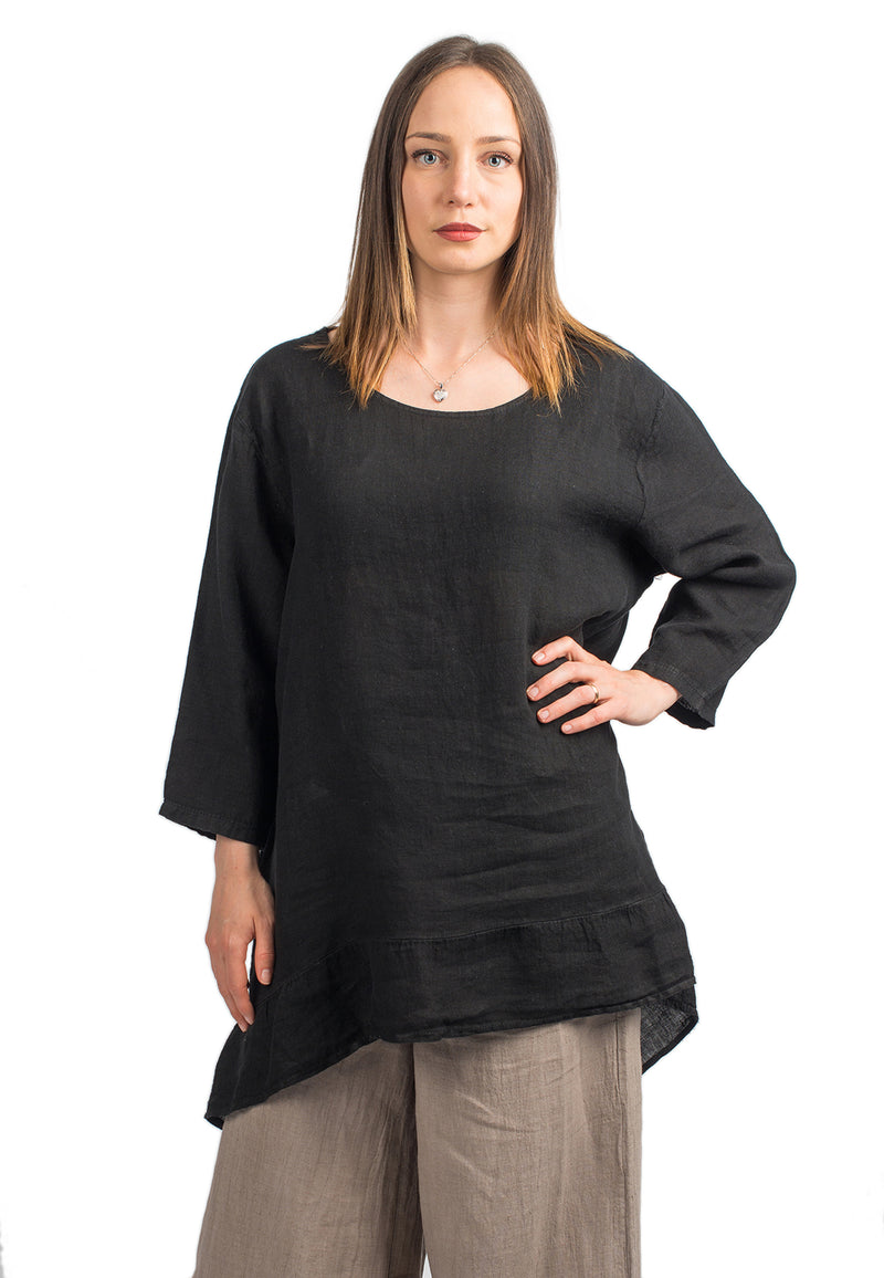 Lange Bluse aus 100% Leinen | Dalle Piane Cashmere