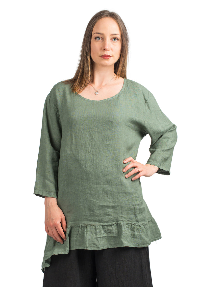 Lange Bluse aus 100% Leinen | Dalle Piane Cashmere