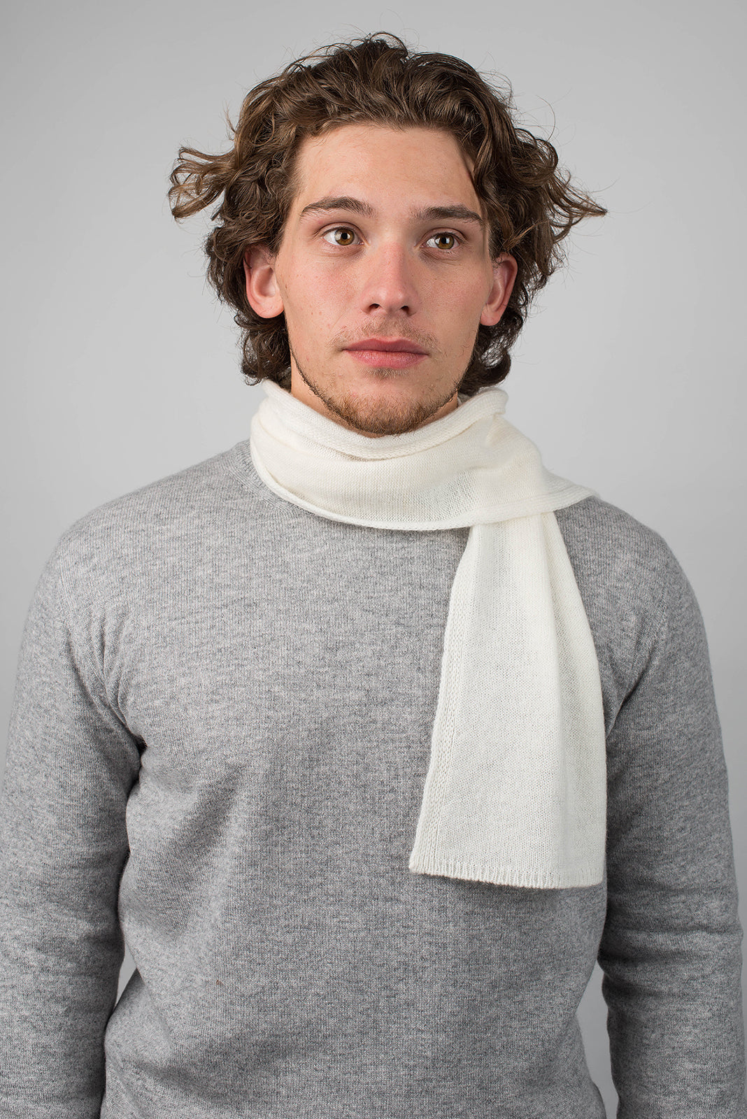 Mini Schal 100 % Kaschmir, Farbe Creme, Ansicht 2 | Dalle Piane Cashmere
