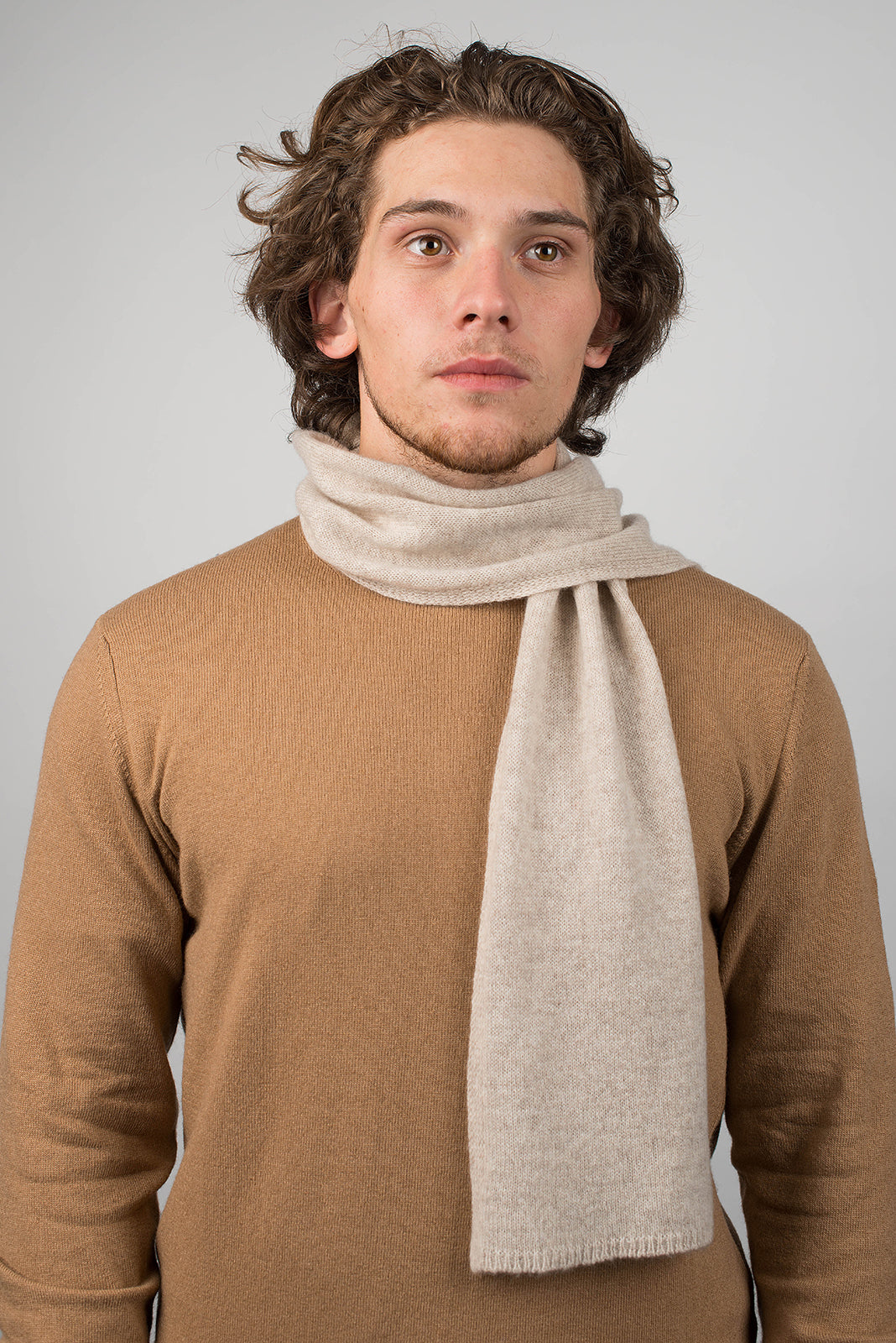 Mini Schal 100 % Kaschmir, Farbe Beige, Ansicht 2 | Dalle Piane Cashmere