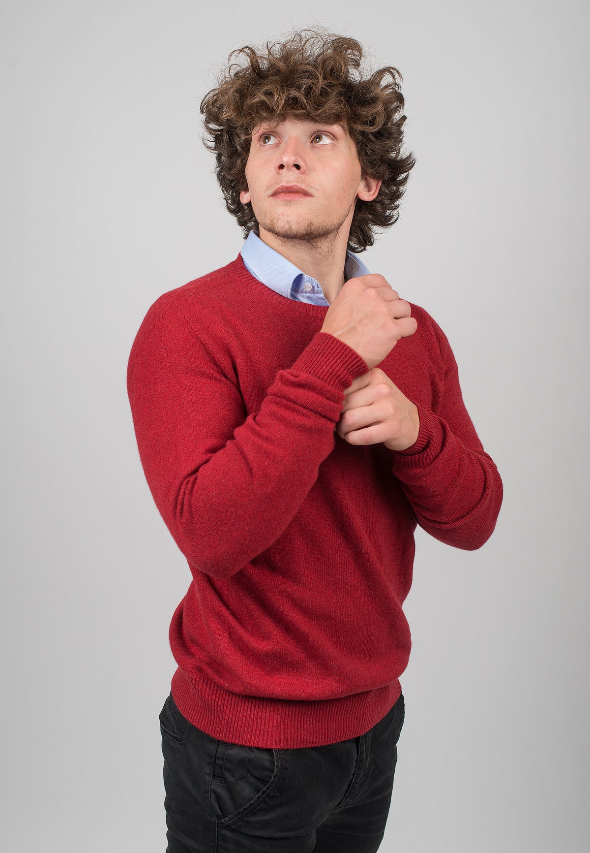 Herren-Rundhalspullover aus regeneriertem Kaschmir, Farbe Rot, Ansicht 3 | Dalle Piane Cashmere