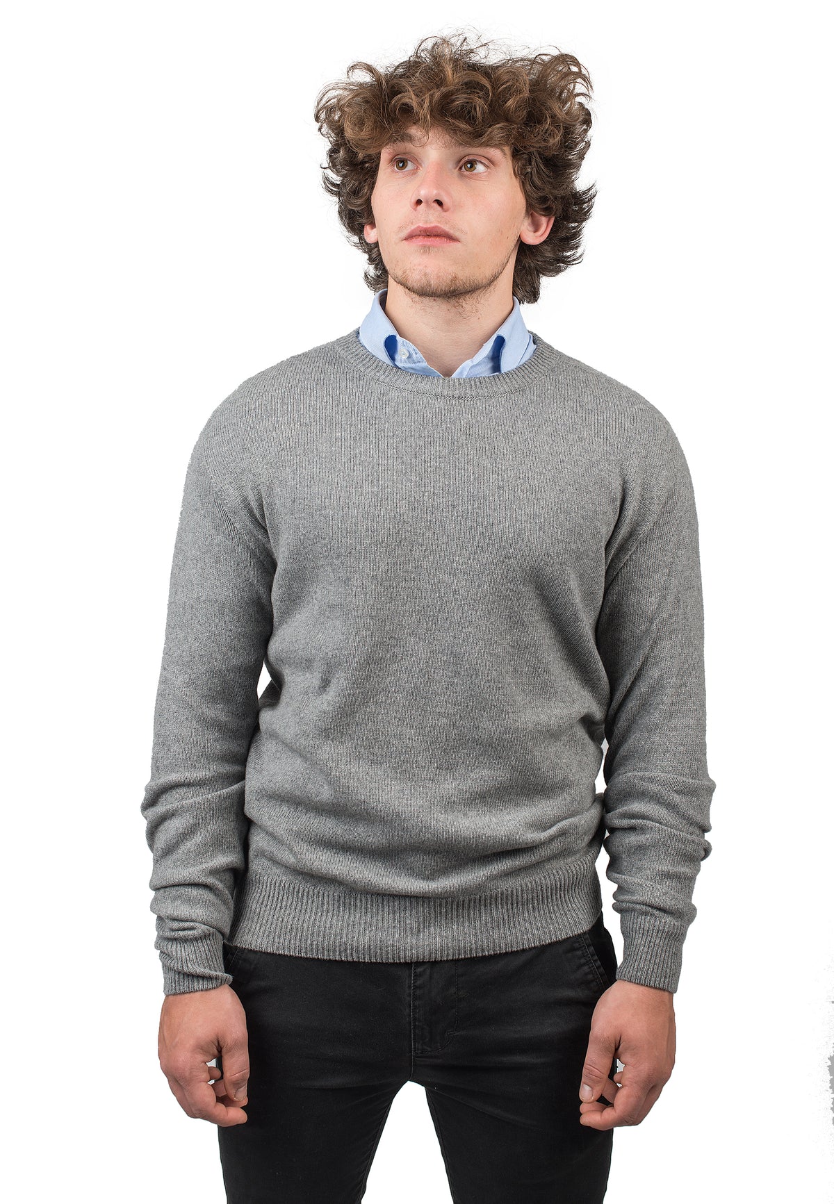 Herren-Rundhalspullover aus regeneriertem Kaschmir, Farbe Grau | Dalle Piane Cashmere