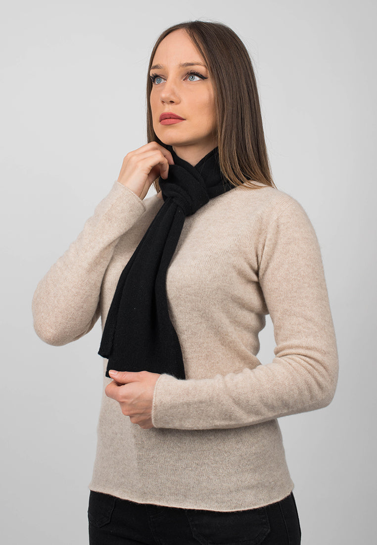 Mini Schal 100 % Kaschmir, Farbe Schwarz, Ansicht 3 | Dalle Piane Cashmere