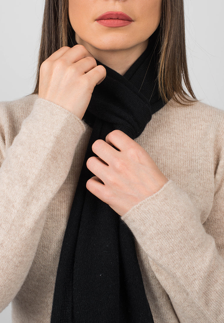 Mini Schal 100 % Kaschmir, Farbe Schwarz, Ansicht 4 | Dalle Piane Cashmere