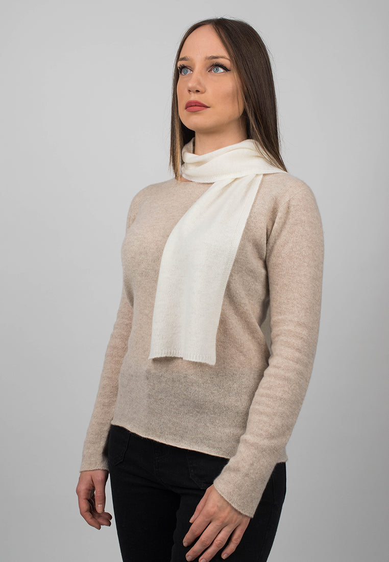 Mini Schal 100 % Kaschmir, Farbe Creme, Ansicht 2 | Dalle Piane Cashmere