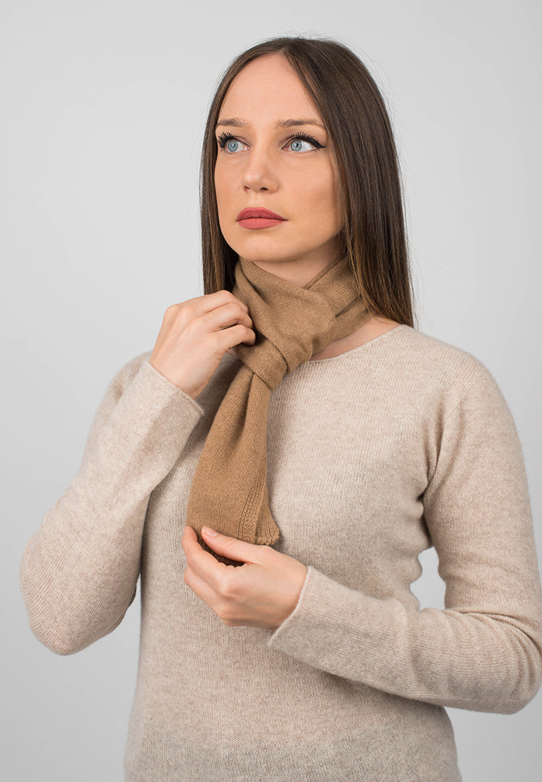 Mini Schal 100 % Kaschmir, Farbe Kamel, Ansicht 3 | Dalle Piane Cashmere