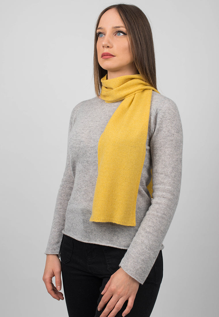 Mini Schal 100 % Kaschmir, Farbe Gelb, Ansicht 2 | Dalle Piane Cashmere