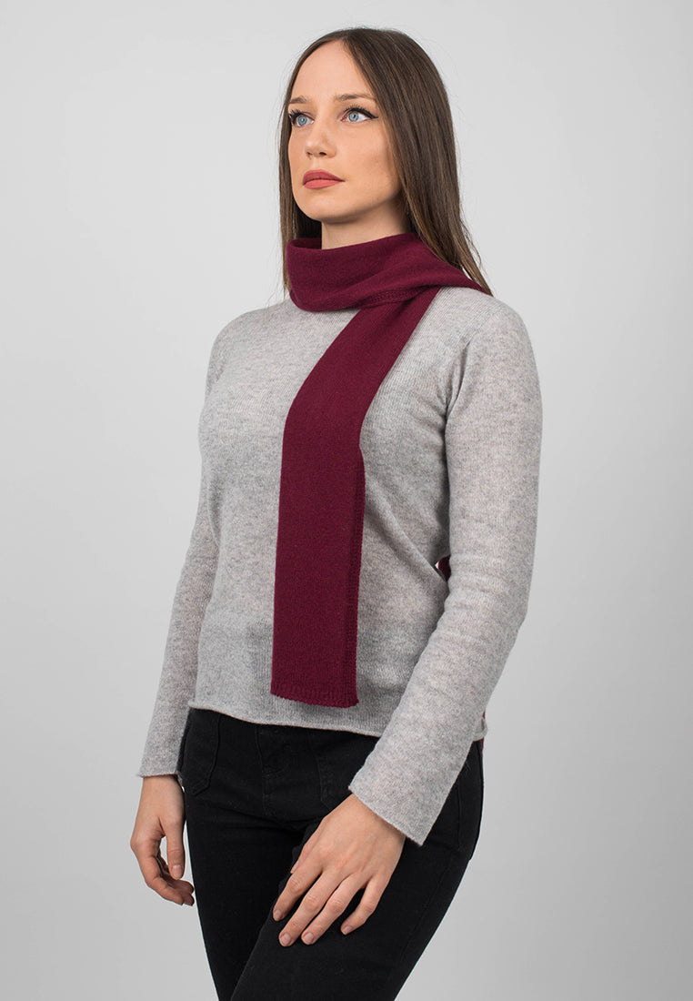 Mini Schal 100 % Kaschmir, Farbe Bordeaux, Ansicht 2 | Dalle Piane Cashmere
