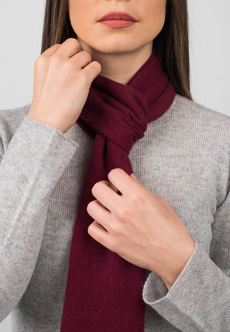 Mini Schal 100 % Kaschmir, Farbe Bordeaux, Ansicht 4 | Dalle Piane Cashmere