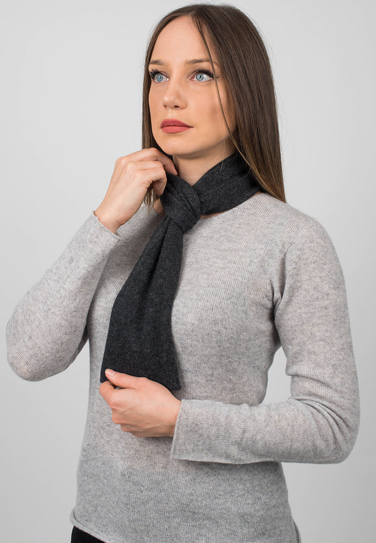 Mini Schal 100 % Kaschmir, Farbe Anthrazit, Ansicht 3 | Dalle Piane Cashmere