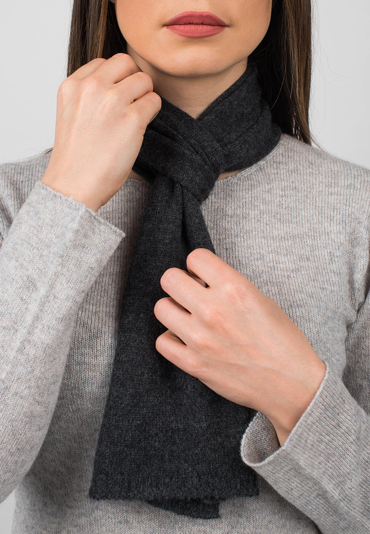 Mini Schal 100 % Kaschmir, Farbe Anthrazit, Ansicht 4 | Dalle Piane Cashmere