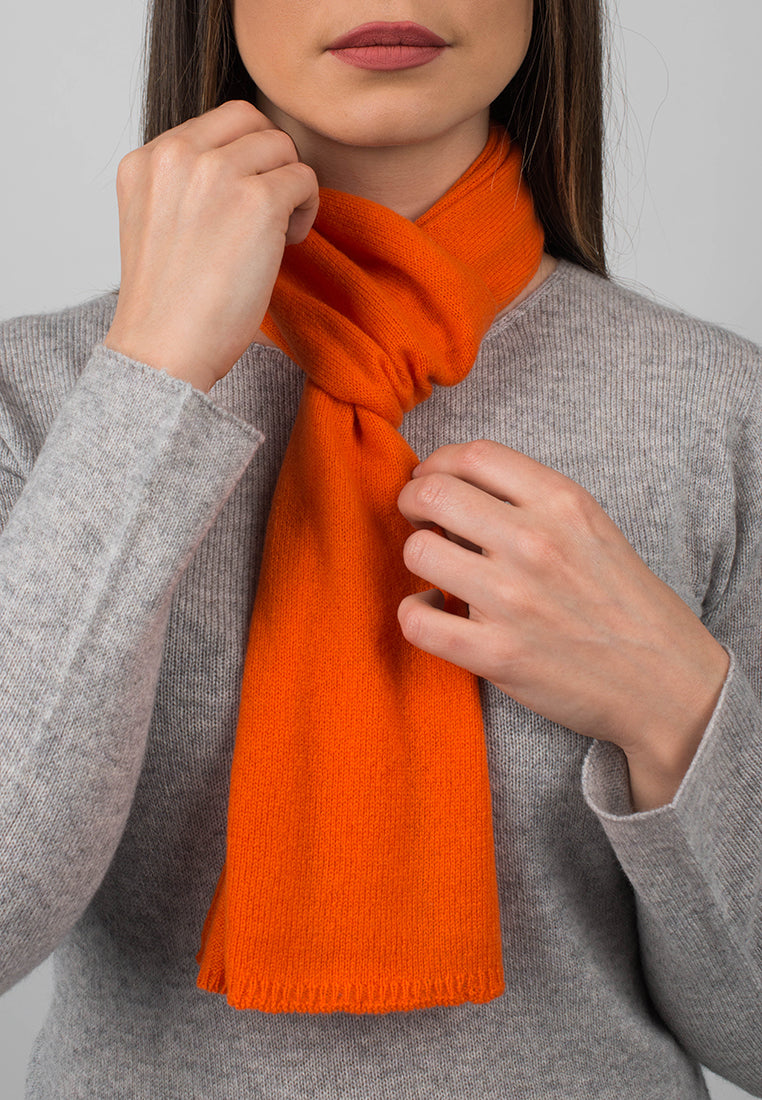 Mini Schal 100 % Kaschmir, Farbe Orange, Ansicht 4 | Dalle Piane Cashmere