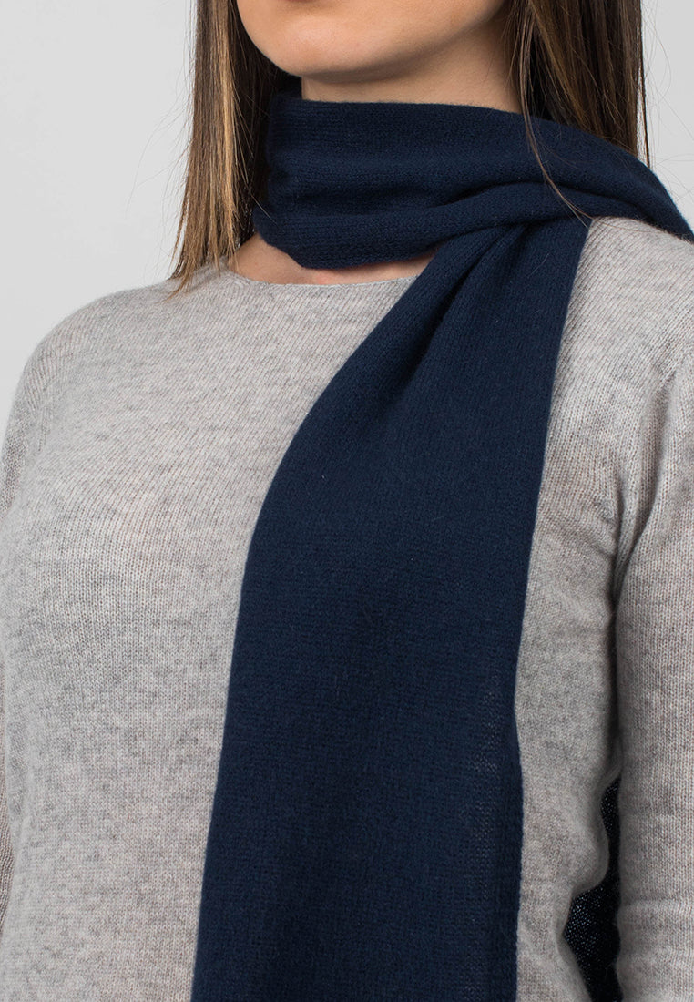 Mini Schal 100 % Kaschmir, Farbe Blau, Ansicht 3 | Dalle Piane Cashmere