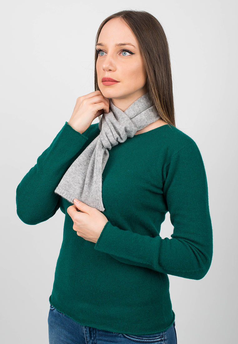 Mini Schal 100 % Kaschmir, Farbe Grau, Ansicht 4 | Dalle Piane Cashmere