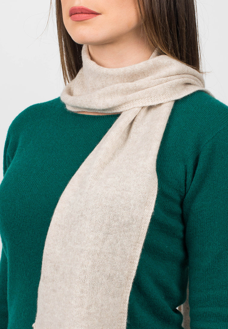 Mini Schal 100 % Kaschmir, Farbe Beige, Ansicht 3 | Dalle Piane Cashmere
