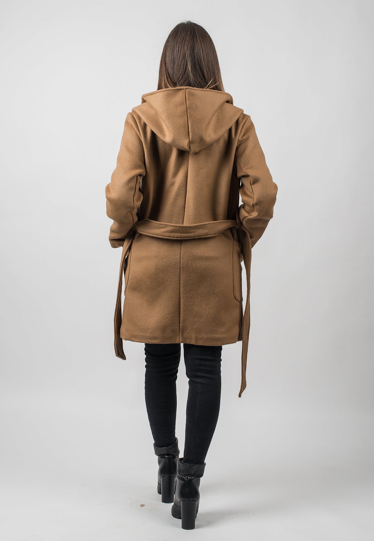 Mantel mit Kapuze aus Wollmischung mit Kaschmir, Farbe Kamel, Ansicht 4 | Dalle Piane Cashmere