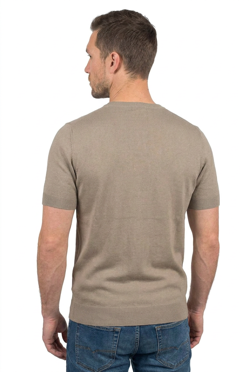 T-Shirt mit kurzen Ärmeln 100 % Baumwolle, Farbe Taupe, Ansicht 5 | Dalle Piane Cashmere