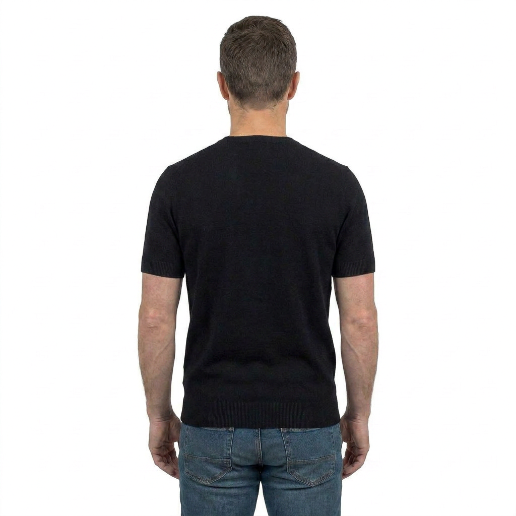T-Shirt mit kurzen Ärmeln 100 % Baumwolle, Farbe Schwarz, Ansicht 4 | Dalle Piane Cashmere