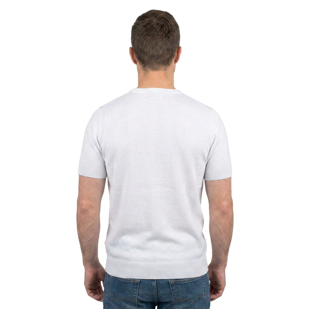 T-Shirt mit kurzen Ärmeln 100 % Baumwolle, Farbe Weiß, Ansicht 4 | Dalle Piane Cashmere