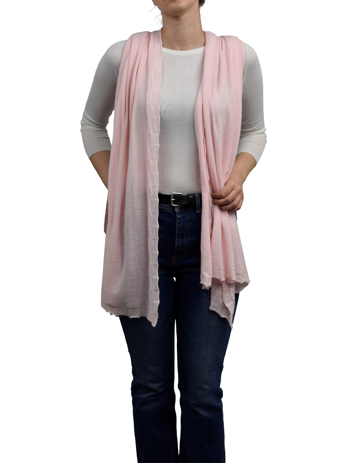 Stola Baumwolle und Kaschmir, Farbe Rosa, Ansicht 3 | Dalle Piane Cashmere