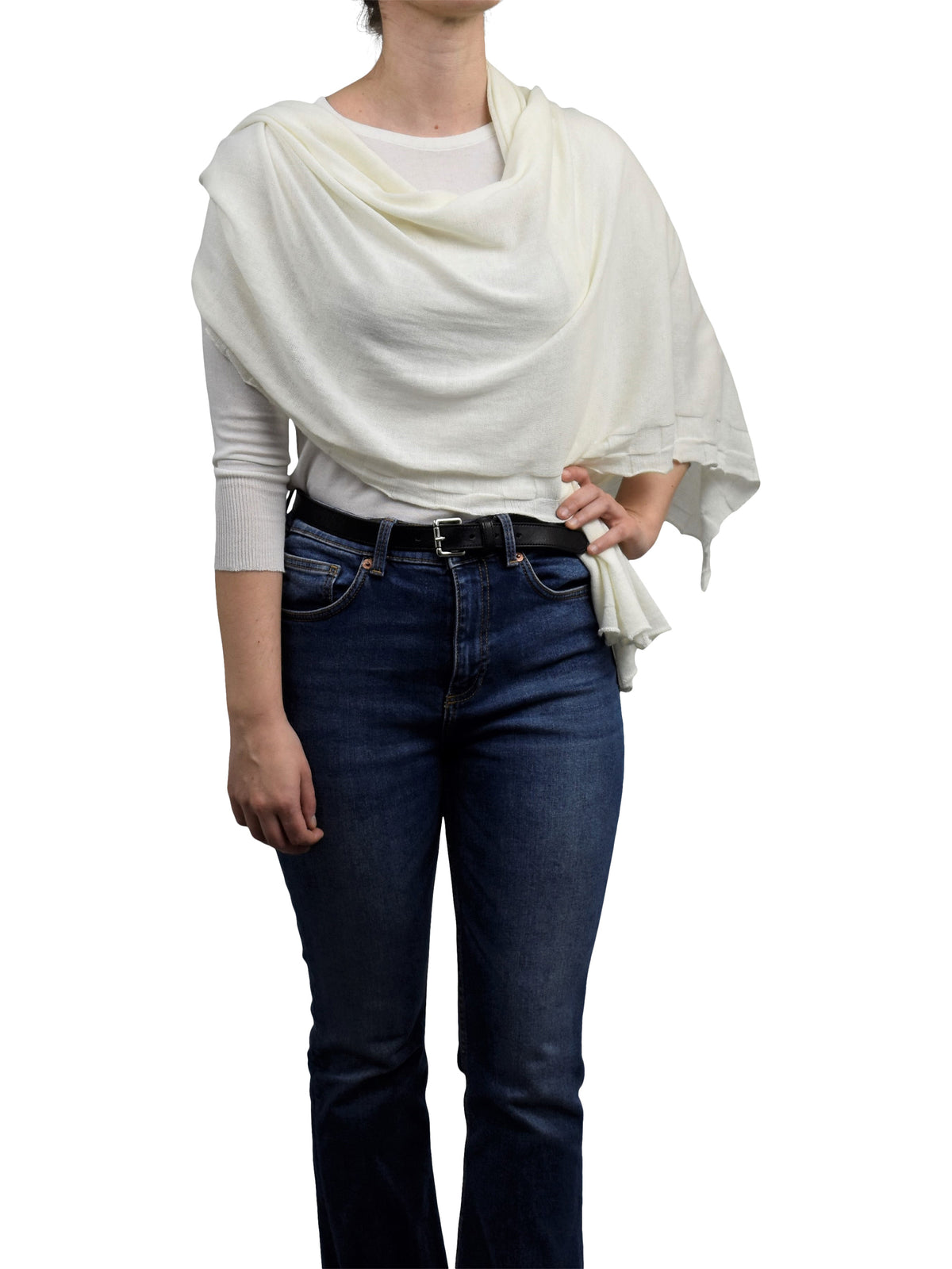 Stola Baumwolle und Kaschmir, Farbe Creme | Dalle Piane Cashmere