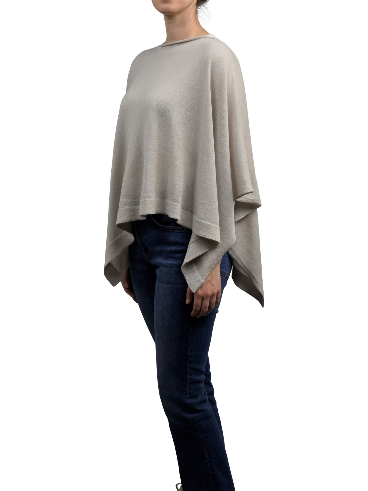Poncho aus Baumwolle und Kaschmir, Farbe Beige | Dalle Piane Cashmere