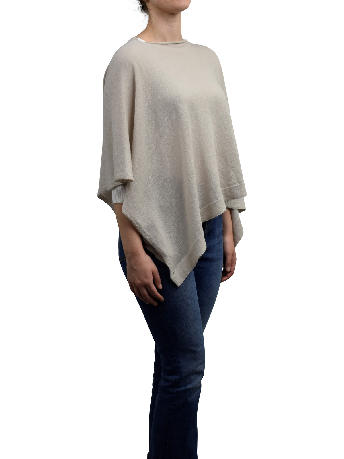 Poncho aus Baumwolle und Kaschmir, Farbe Beige, Ansicht 2 | Dalle Piane Cashmere
